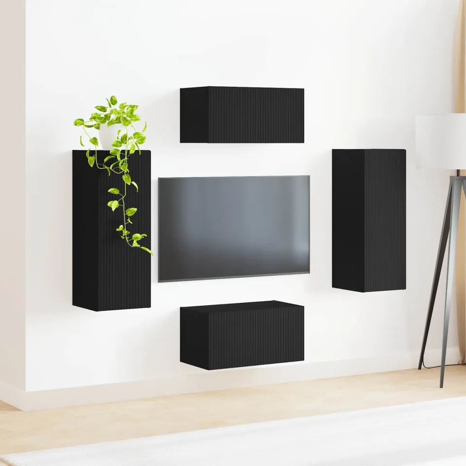 vidaXL Tv-meubelset 2 st 30 x 31 x 80 cm Zwart, foto 4
