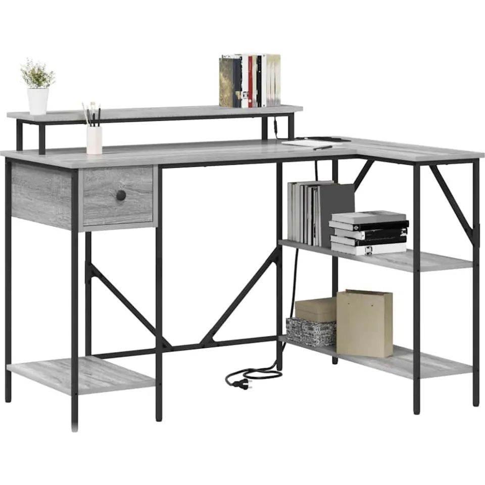 vidaXL Bureau Grijs Sonoma 120 x 79 x 86,5 cm Bewerkt hout