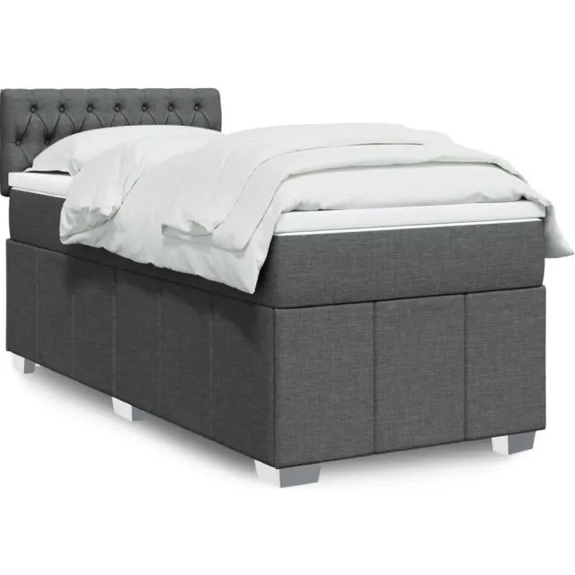vidaXL Boxspring met matras stof donkergrijs 100x200 cm grijs