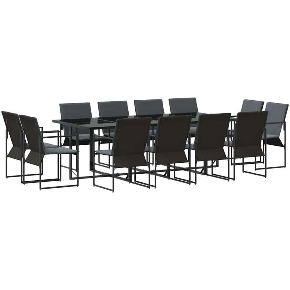 vidaXL Tuin eettafelset 13 st Zwart Staal