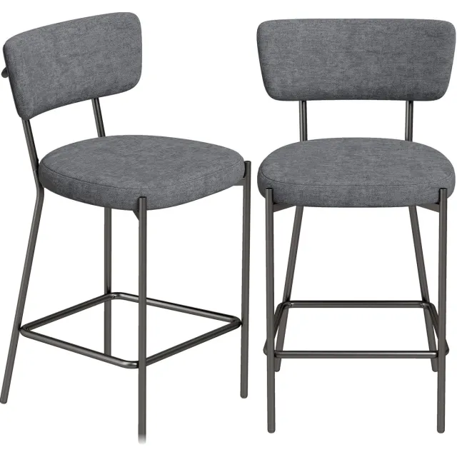 Homcom Barkruk-Polyester, Metaal-53L x 49B x 93H cm-Grijs