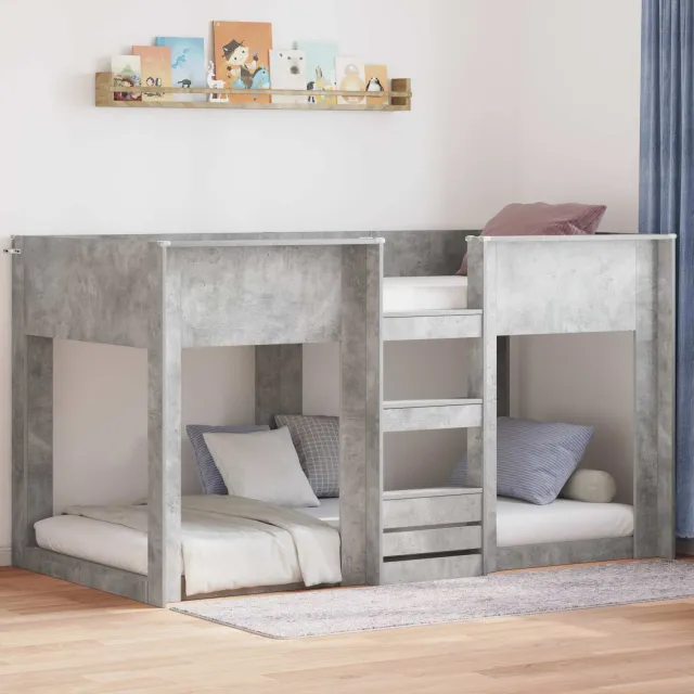 vidaXL Bunk Bed voor Kinderen Beton Grijs 90 x 200 cm Bewerkt hout