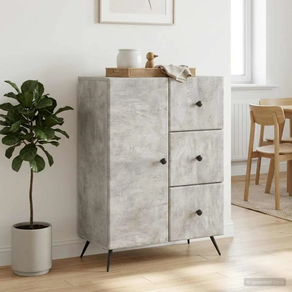 vidaXL Dressoir Betongrijs 66 x 34,5 x 90 cm Bewerkt hout grijs, foto 3