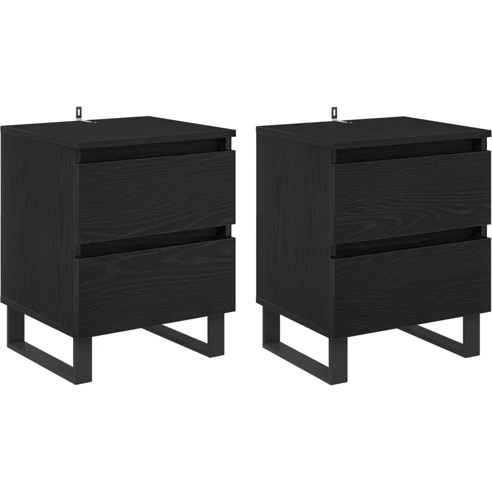 vidaXL Nachtkastje 2 st Zwart Eiken 40 x 35 x 50 cm Bewerkt hout, foto 3