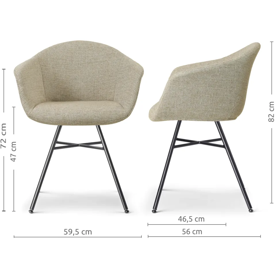 Nolon Noa-Otis eetkamerstoel taupe melange - zwart onderstel, foto 3