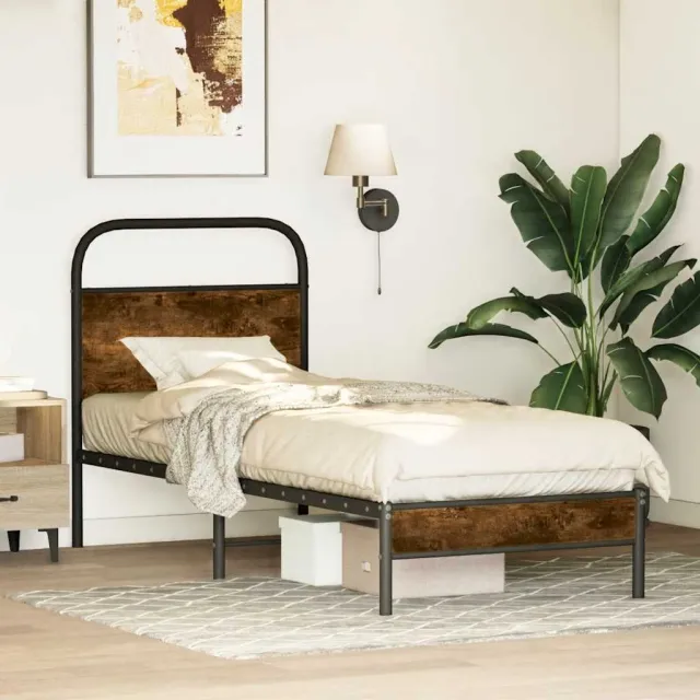 vidaXL Bedframe zonder matras bewerkt hout gerookt eiken 80x200 cm Bruin