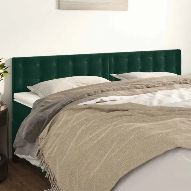 vidaXL Hoofdborden 200x5x78/88 cm fluweel donkergroen groen