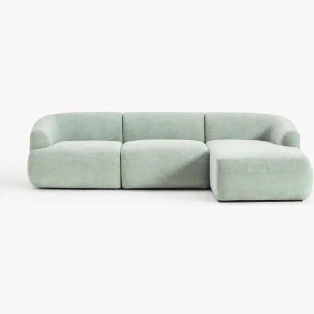 Westwing Collection Modulaire hoekbank Sofia (4-zits) lichtgroen