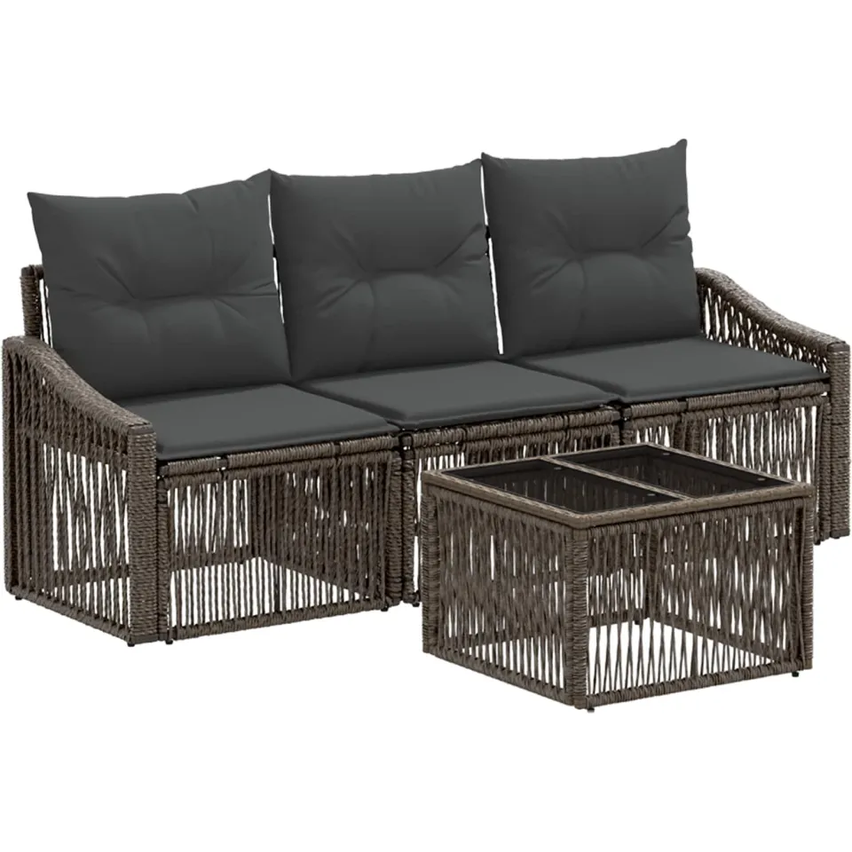 vidaXL Tuinbankenset 4 st Grijs poly rattan, foto 3