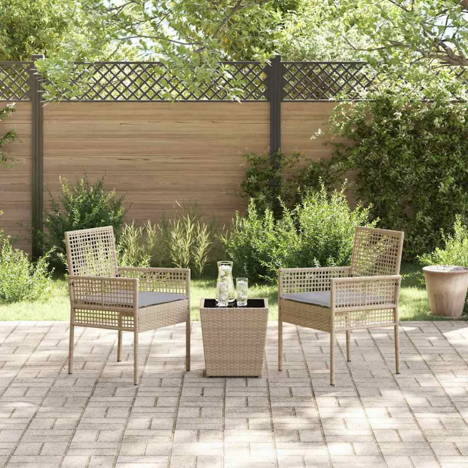 vidaXL Tuin Bistro Set 3 st Beige poly rattan, foto 3