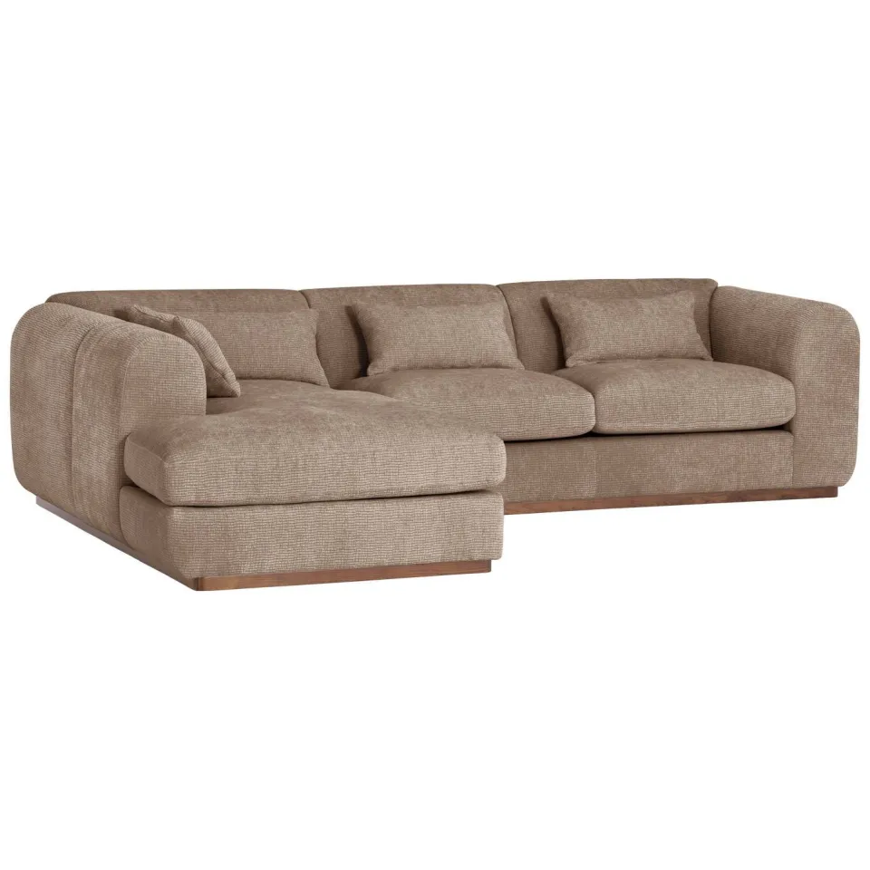 WOOOD Brenvo Hoekbank Links - Structure Velvet - Zand - 73x306x178 light brown