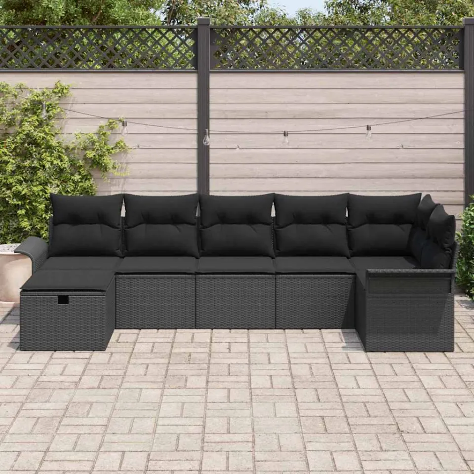 vidaXL Tuin Sofa Set 7 st Poly riet beige, foto 3