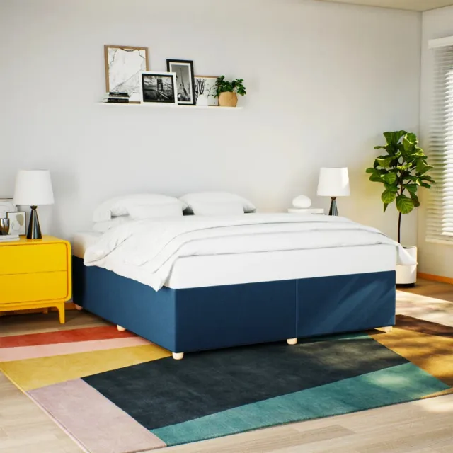 vidaXL Bedframe zonder matras stof blauw 180x200 cm