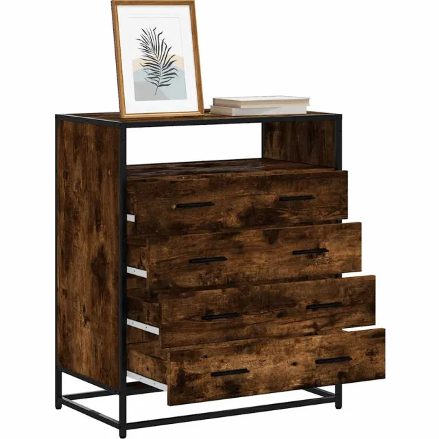 vidaXL Ladekast 70x41x83,5 cm bewerkt hout gerookt eikenkleurig Bruin