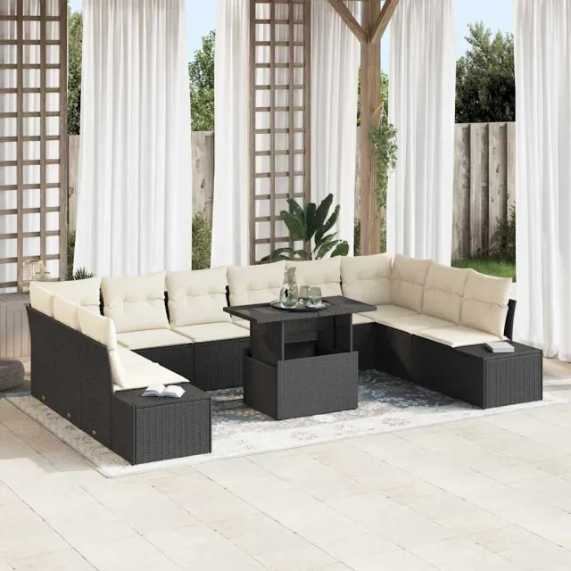 vidaXL Tuin Sofa Set 11 st Zwart poly rattan, foto 2