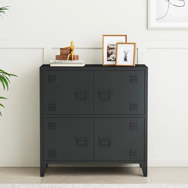 en.casa Bureaukast Hamina archiefkast 82x80x40 cm zwart