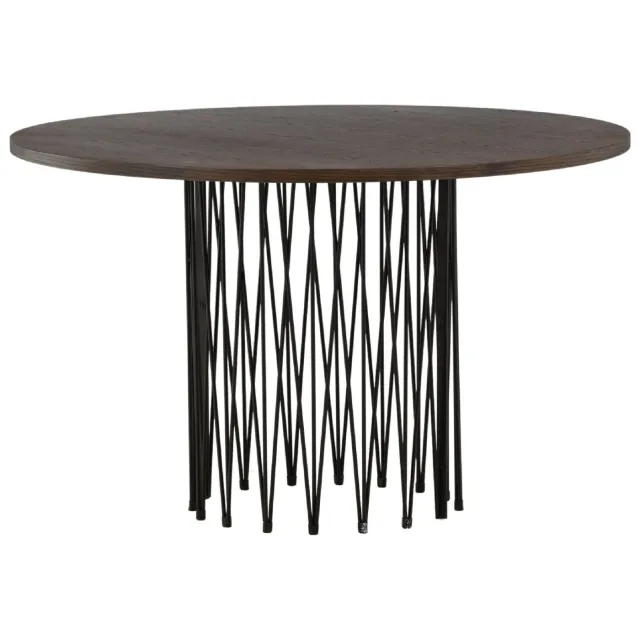 QUVIO Ronde Eettafel - Zwart Mocca Fineer - Moderne Stijlvolle Eetkamertafel Donkergrijs