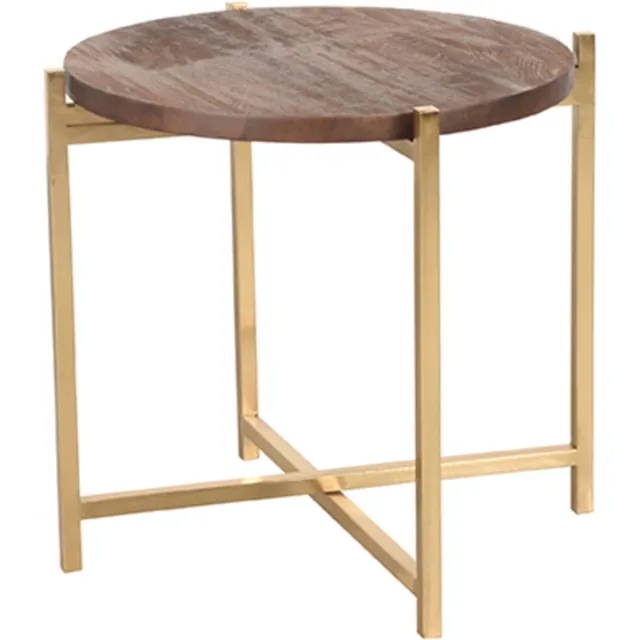 LABEL51 Dox Bijzettafel - Bruin - Hout - 40 cm Goud
