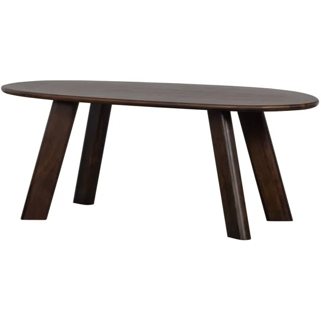 WOOOD Roundly Eetkamertafel - Mangohout - Walnoot - 76x200x100 dark brown