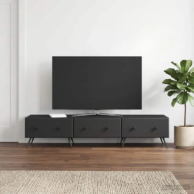 vidaXL TV-kast met lade Zwart 147 x 34,5 x 30 cm Bewerkt hout, foto 2