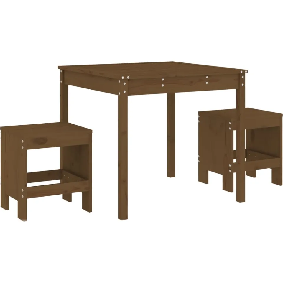 vidaXL 3-delige Bistroset massief grenenhout honingbruin bruin, foto 3