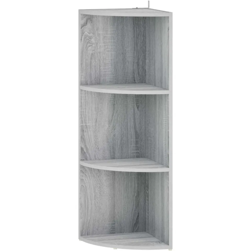 vidaXL Hoekplank 3-laags 41,5 x 41,5 x 107,5 cm Bewerkt hout grijs, foto 3