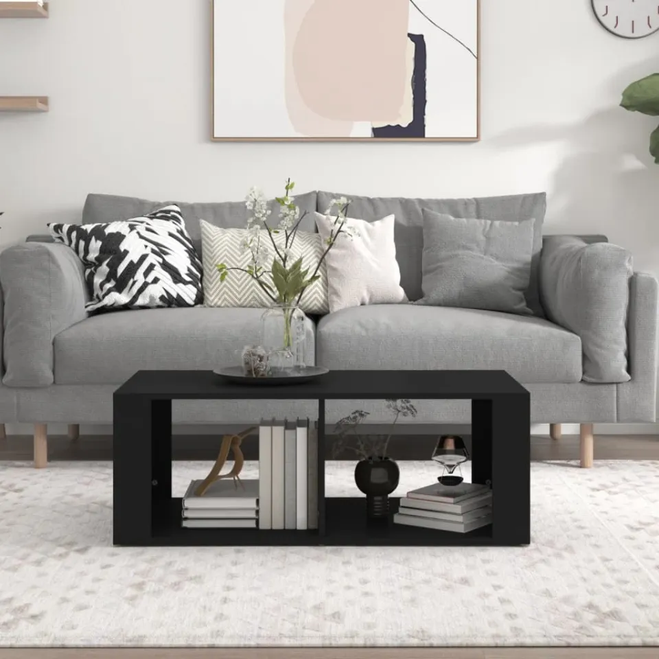 vidaXL Salontafel 100x50x36 cm bewerkt hout zwart, foto 3