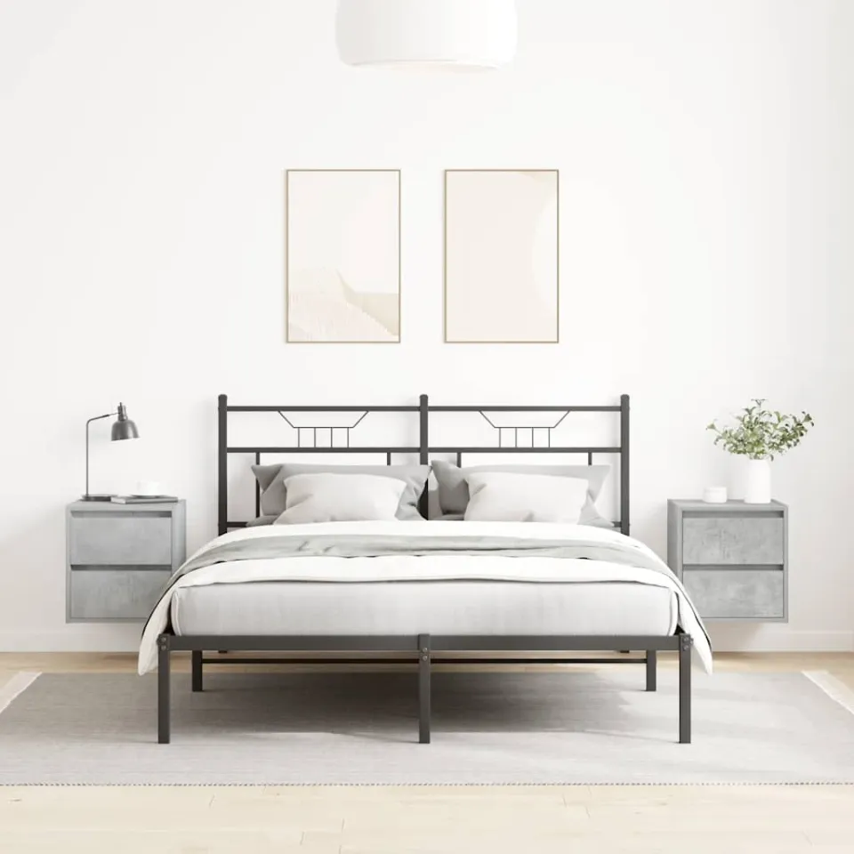 vidaXL Nachtkastjes 2 st wandgemonteerd 38x34x40 cm betongrijs grijs, foto 2