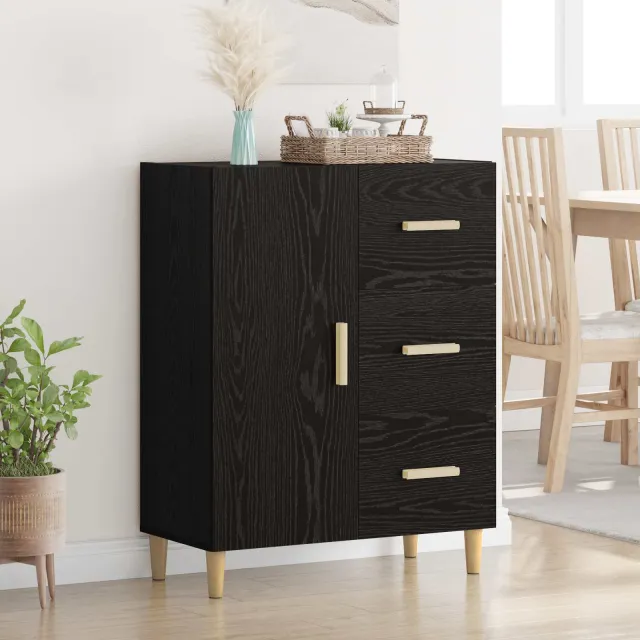 vidaXL Dressoir Zwart eiken 34 x 69.5 x 90 cm Bewerkt hout, foto 2