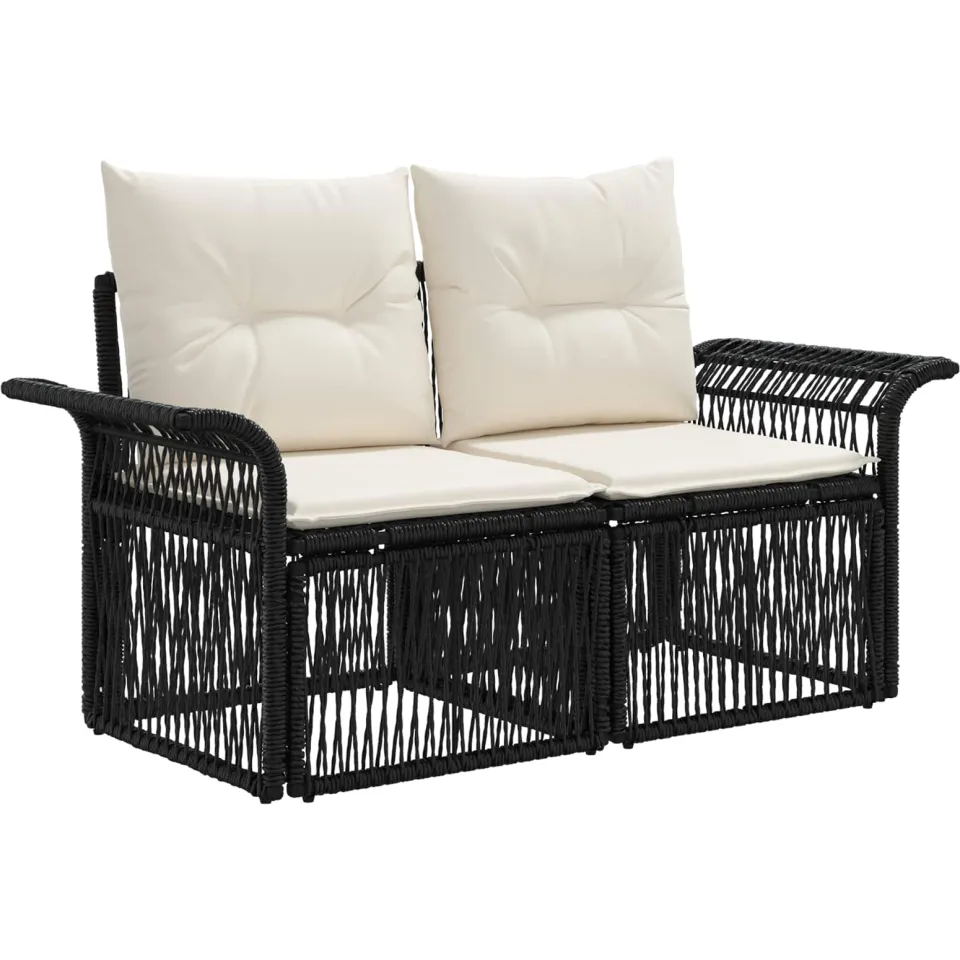 vidaXL Tuinbankenset 8 st 8-zits Zwart poly rattan