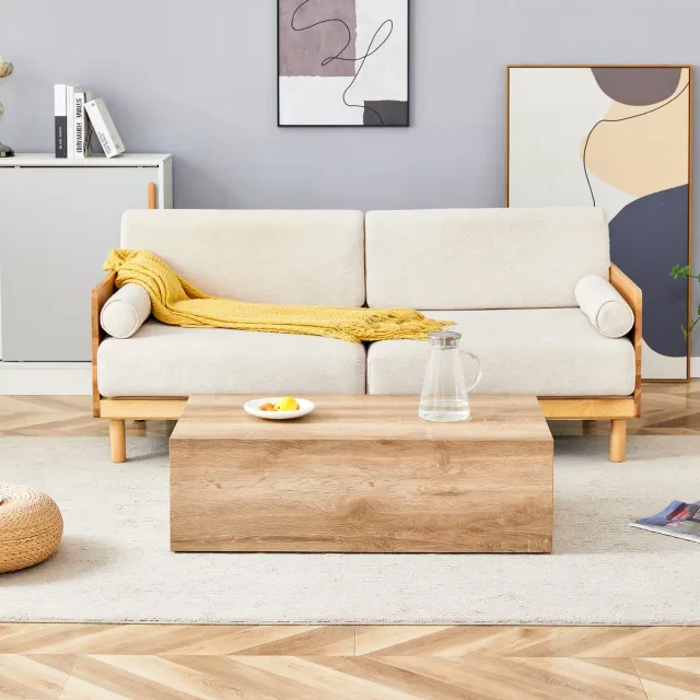 REDOM Salontafel - Rechthoekig - Houtnerfstructuur - Modern - Voor Woonkamer - MDF - Houtkleur - 90 X 50 X 30 Cm