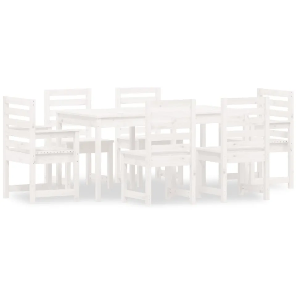 vidaXL 7-delige Tuinset massief grenenhout wit