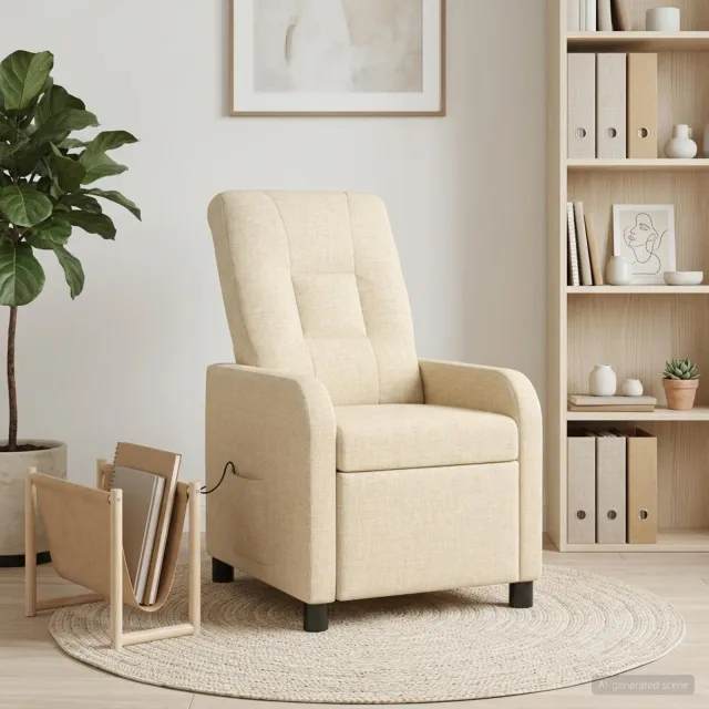 vidaXL Massage Recliner Crèmekleurig Stof