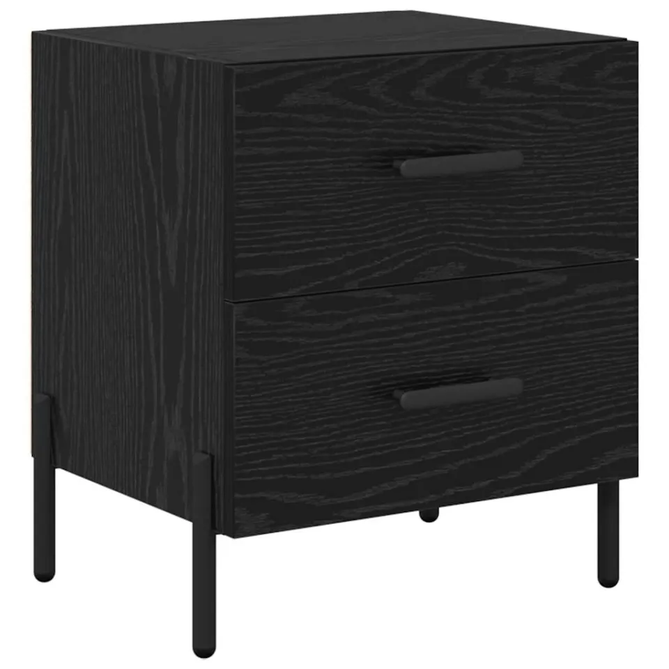 vidaXL Nachtkastje Zwart Eiken 40 x 35 x 47,5 cm Bewerkt hout, foto 3