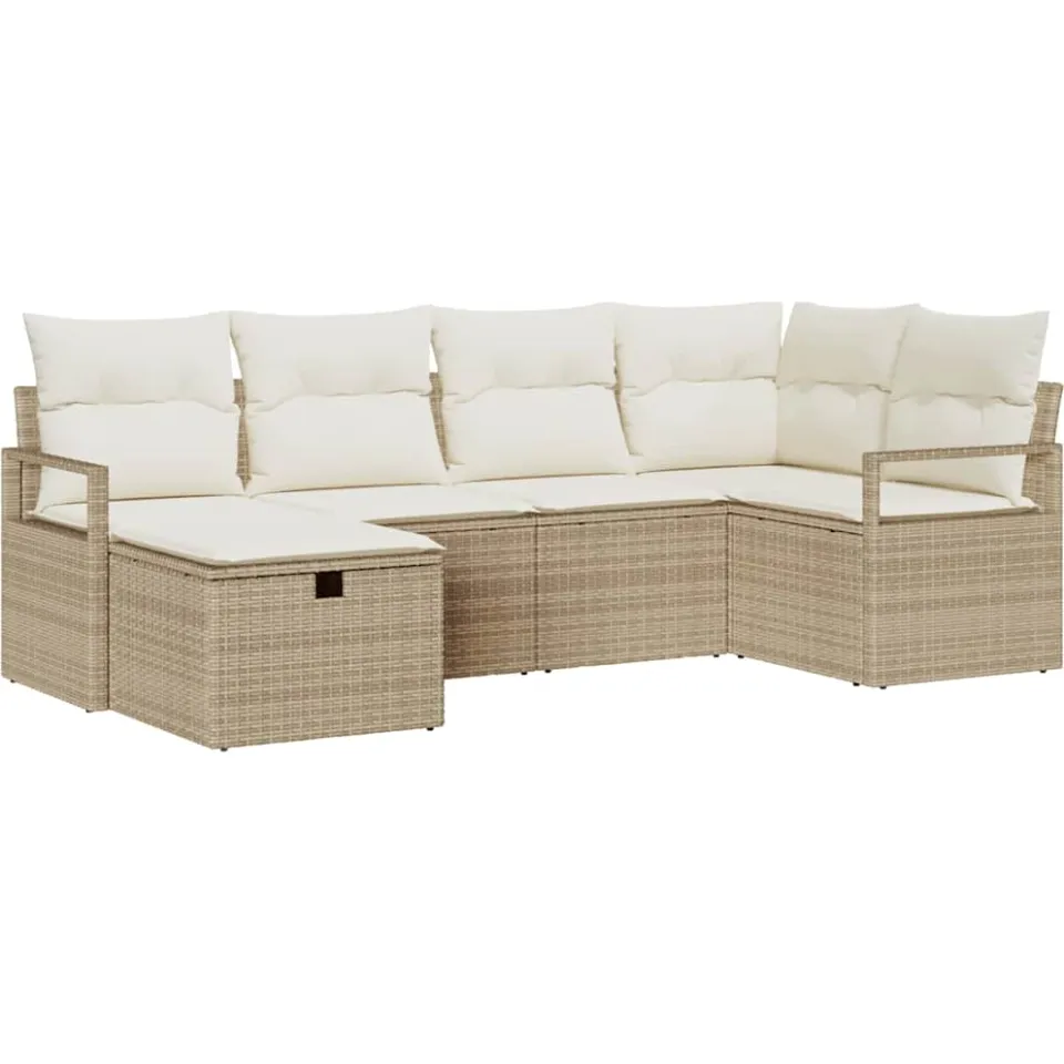 vidaXL Tuin Sofa Set 6 st Beige poly rattan