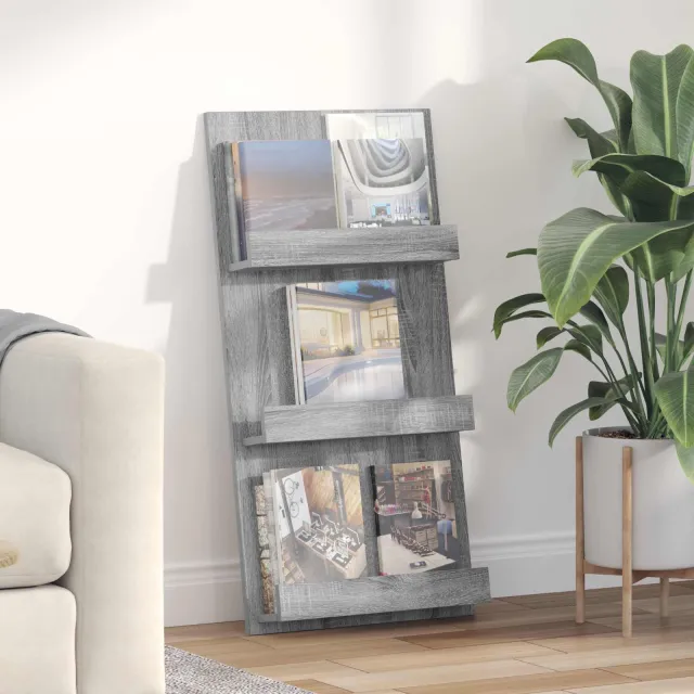 vidaXL Tijdschrift Rek Grijs Sonoma 51 x 11 x 102 cm Bewerkt hout, foto 2