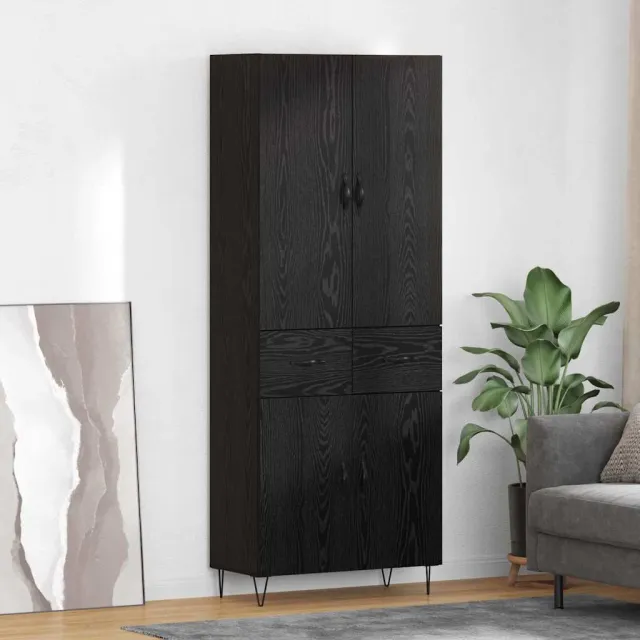 vidaXL Hoge kast 2 st Zwart Eiken 69,5 x 34 x 180 cm Bewerkt hout