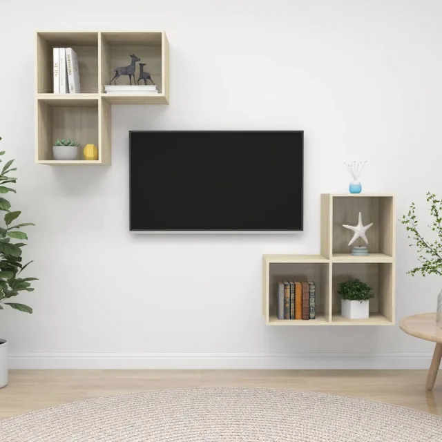 vidaXL 4-delige Tv-meubelset bewerkt hout sonoma eikenkleurig, foto 2