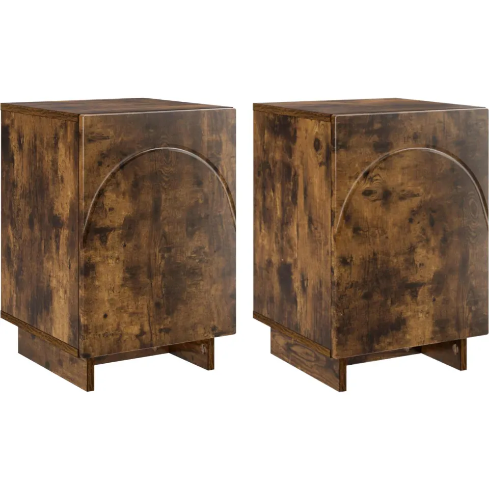 vidaXL Nachtkastje 2 st Gerookt eiken 33,5 x 34,5 x 50 cm Bewerkt hout, foto 3