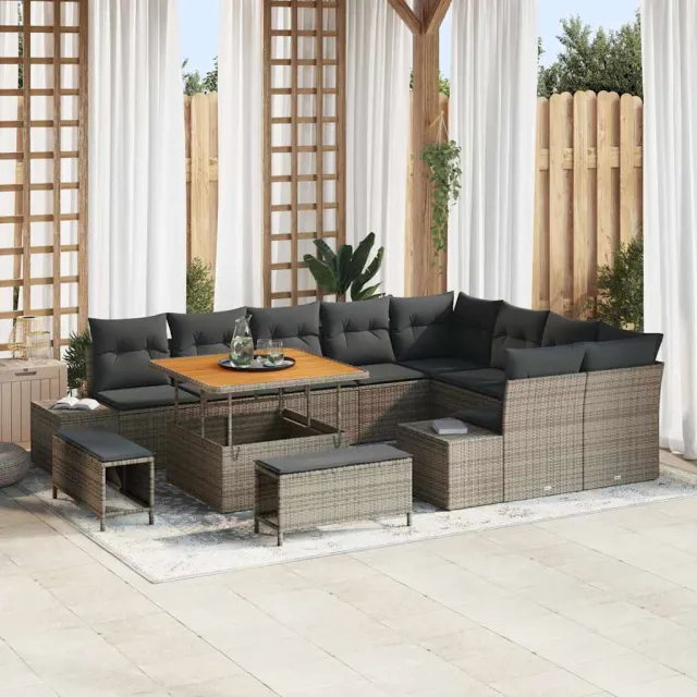 vidaXL Tuinbankenset 12 st Grijs poly rattan, foto 2