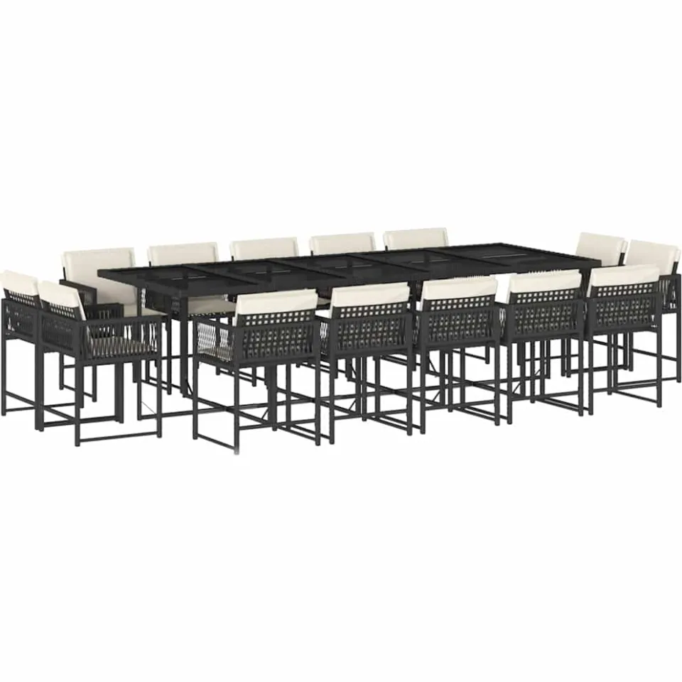 vidaXL 15-delige Tuinset met kussens poly rattan zwart, foto 3