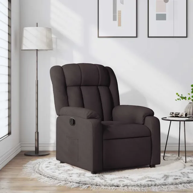 vidaXL Fauteuil verstelbaar stof donkerbruin
