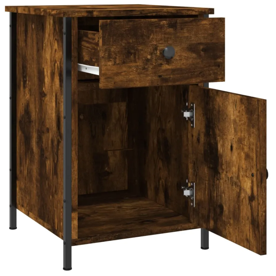 vidaXL Nachtkastje 40x42x60 cm bewerkt hout gerookt eikenkleurig, foto 4