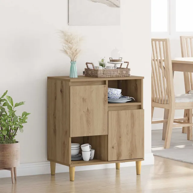 vidaXL Dressoir artisanaal eikenkleurig 35 x 60 x 70 cm Bewerkt hout Bruin