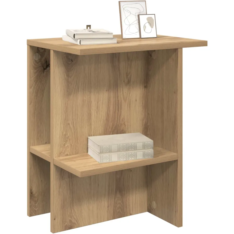 vidaXL Salontafel 2 st Artisanaal eiken 40 x 30 x 49 cm Bewerkt hout Bruin