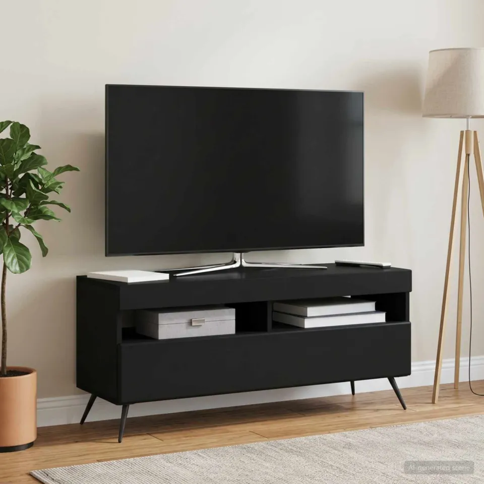 vidaXL LED tv-meubel Zwart Bewerkt hout, foto 4