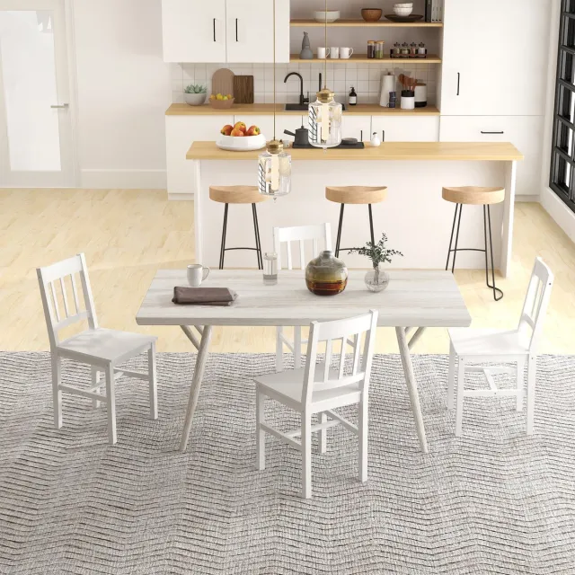 MODFU Eetkamerstoelen Set Van 4 - Met Open Rugleuning - Modern - Voor Keuken En Eetkamer - Hout - Wit - 41 X 46,5 X 85,5 Cm