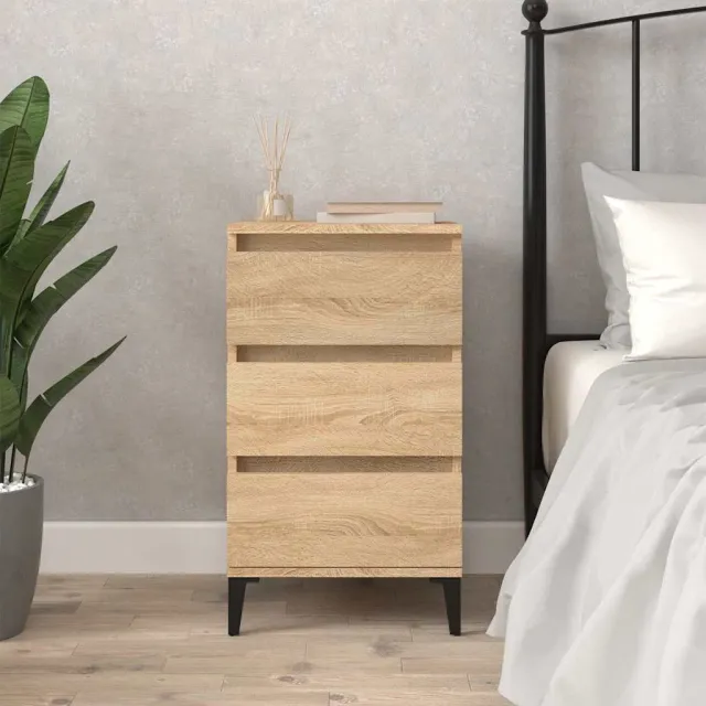 vidaXL Nachtkastje 40x35x70 cm bewerkt hout sonoma eikenkleurig, foto 2