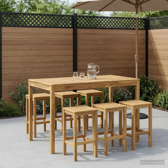 vidaXL Tuinbar Tafel LAREN Witgewassen 147 x 88,5 x 105 cm, foto 2
