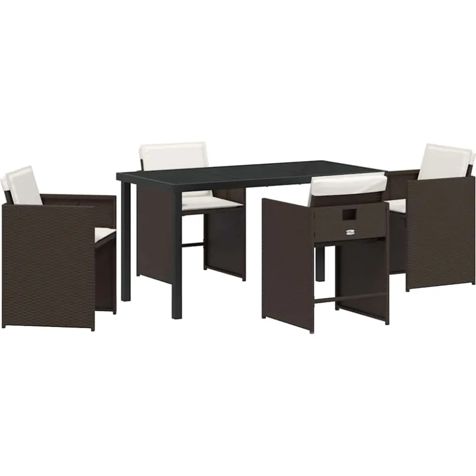 vidaXL Tuin eettafelset 5 st Bruin poly rattan, foto 3